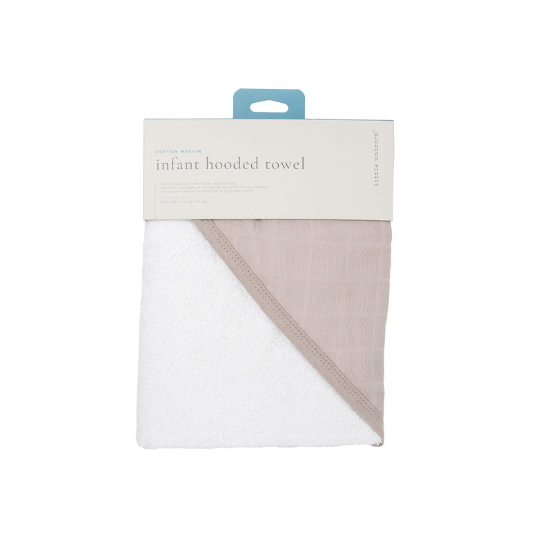 Soft baby towel with hood by Little Unicorn, Infant Hooded Towel - Porpoise, ideal for post-bath snuggles