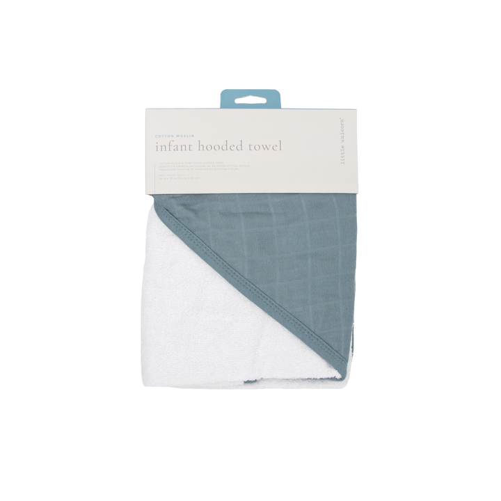 Soft baby towel with hood by Little Unicorn, Infant Hooded Towel - Sea, ideal for post-bath snuggles