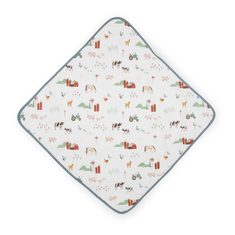 Little Unicorn Baby Hooded Towel Farmyard, gentle baby towel for newborns and infants