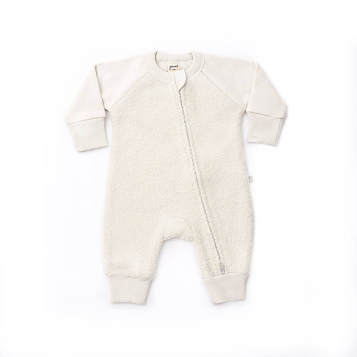 GoumiKids Sherpa Baby Bunting OnePiece Alabaster Hazel & Fawn
