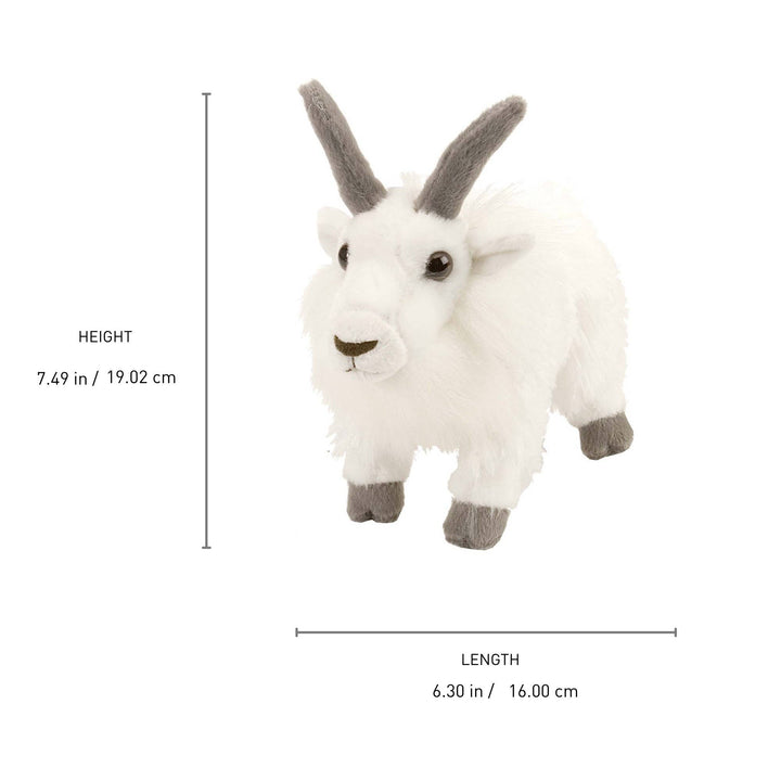 Lifelike mountain goat plush, the Wild Republic Cuddlekins Mini, a take-along stuffed animal for all ages
