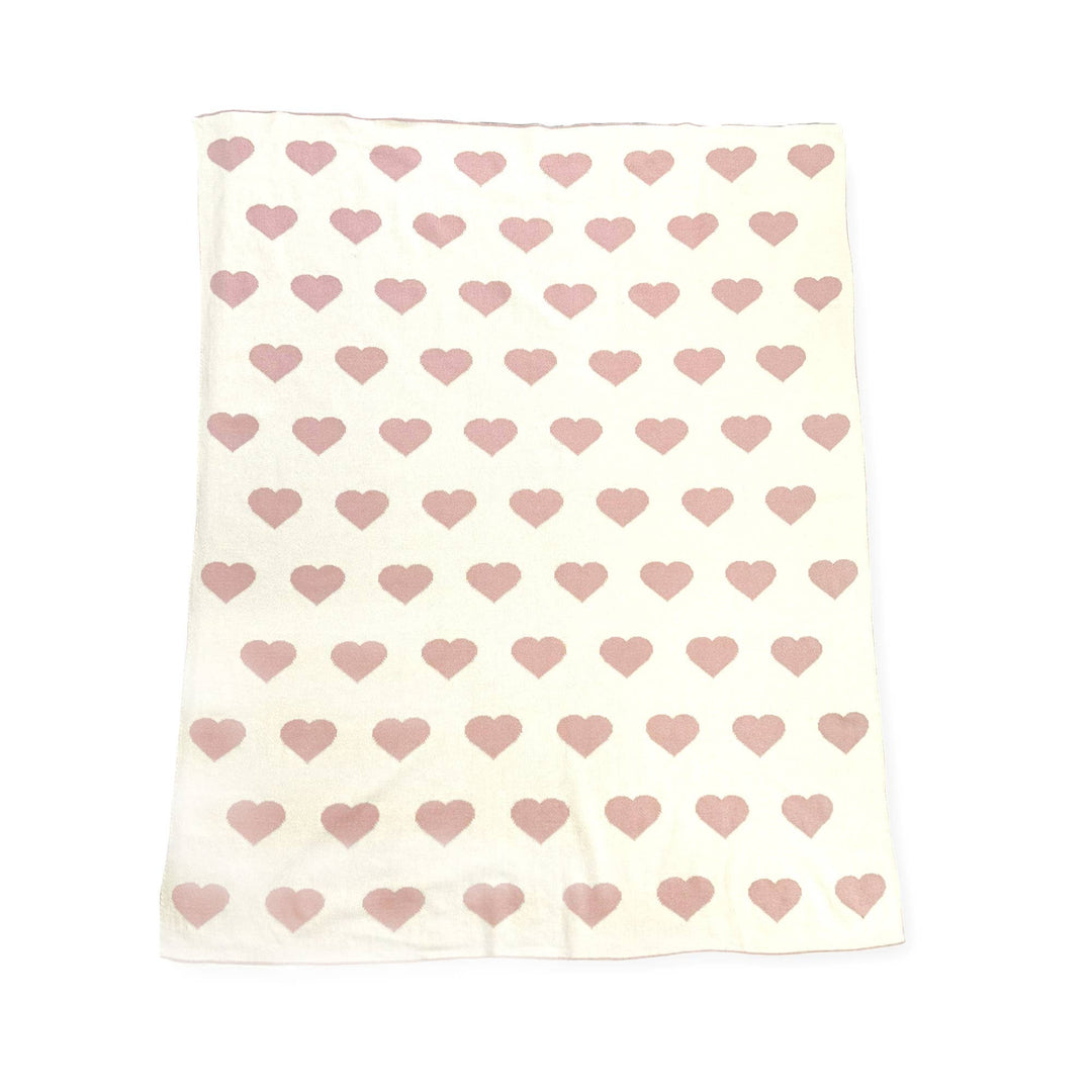 Hearts Reversible Sweater Knit Baby Blanket from Viverano Organics, luxury baby blankets with reversible design