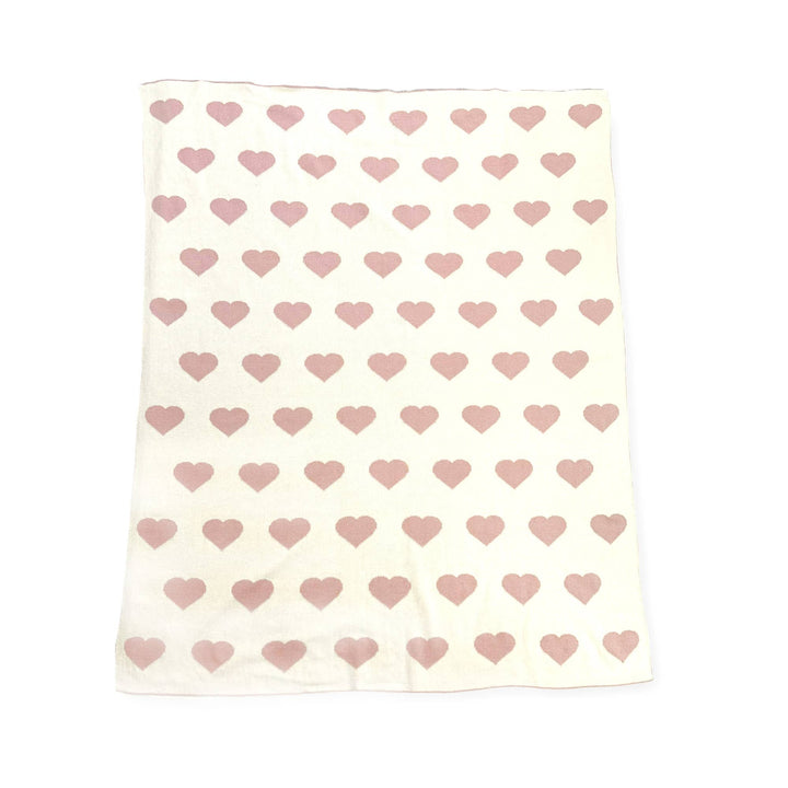 Hearts Reversible Sweater Knit Baby Blanket from Viverano Organics, luxury baby blankets with reversible design