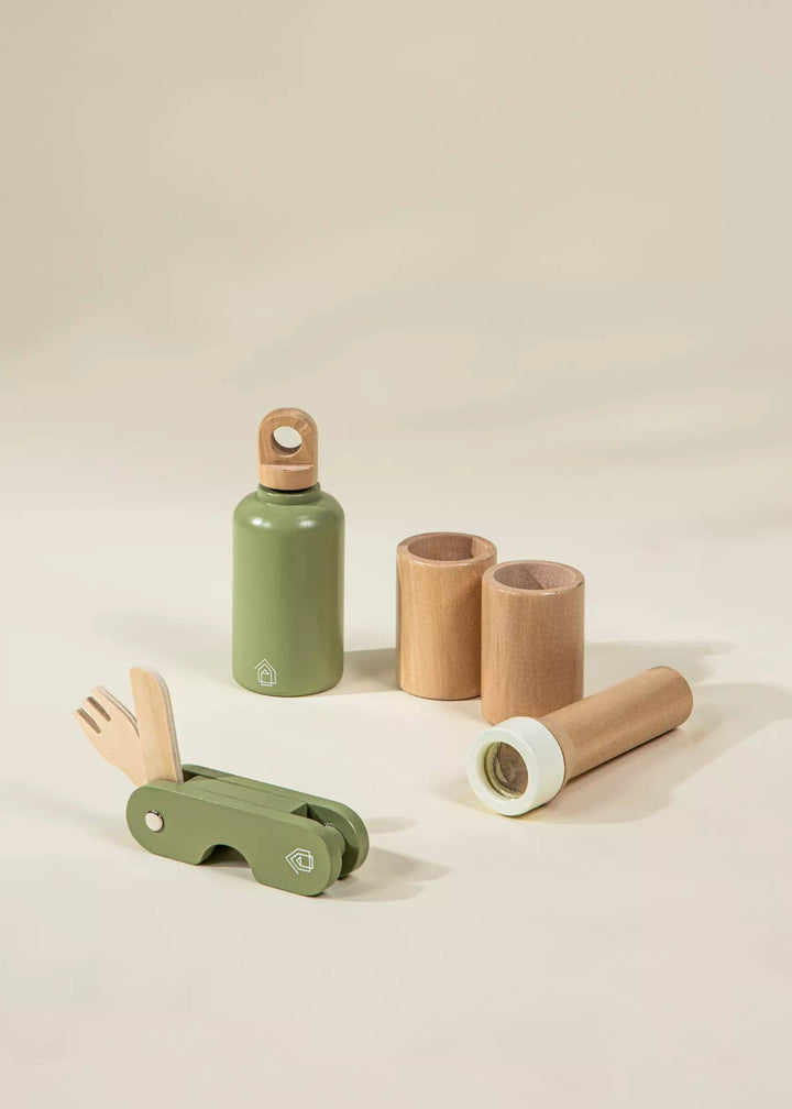 Cozy tents and camp fun in the Coco Village Wooden Camping Playset in Multicolor, a nature-inspired wooden toy essential.