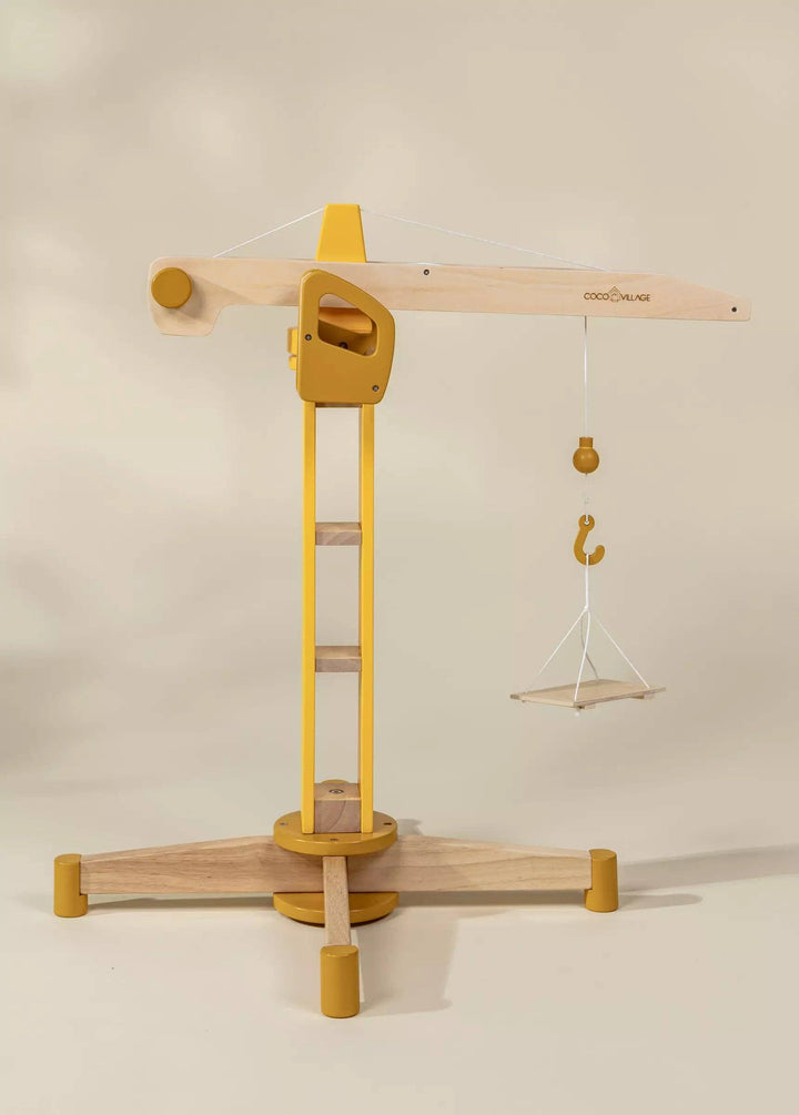 Think big with the Coco Village Oversized Wooden Construction Crane, a large-scale wooden toy that brings construction site play to life.