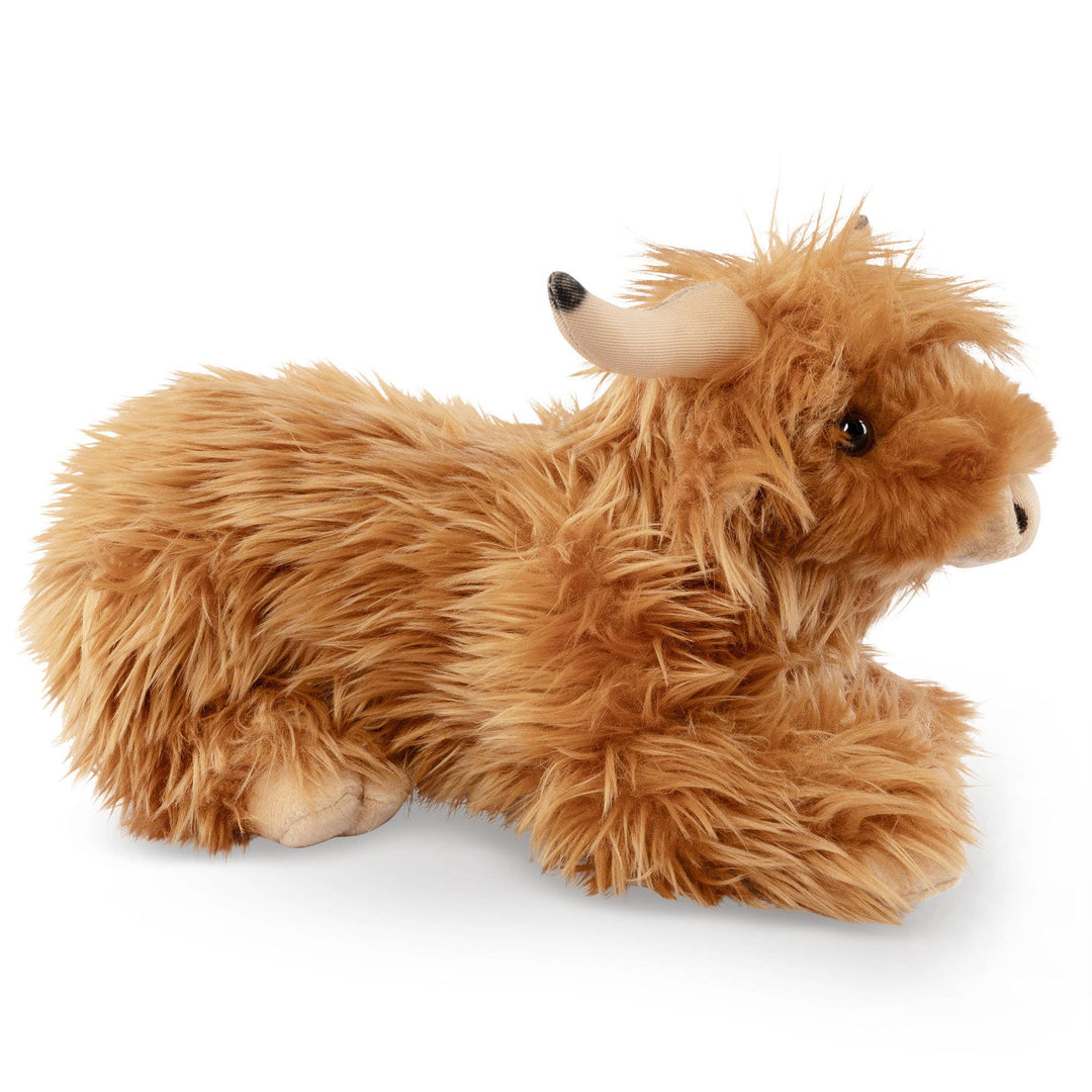 Keycraft Living Nature Lying Highland Cow Stuffed Toy, cozy and cute plush animal perfect for play or collection