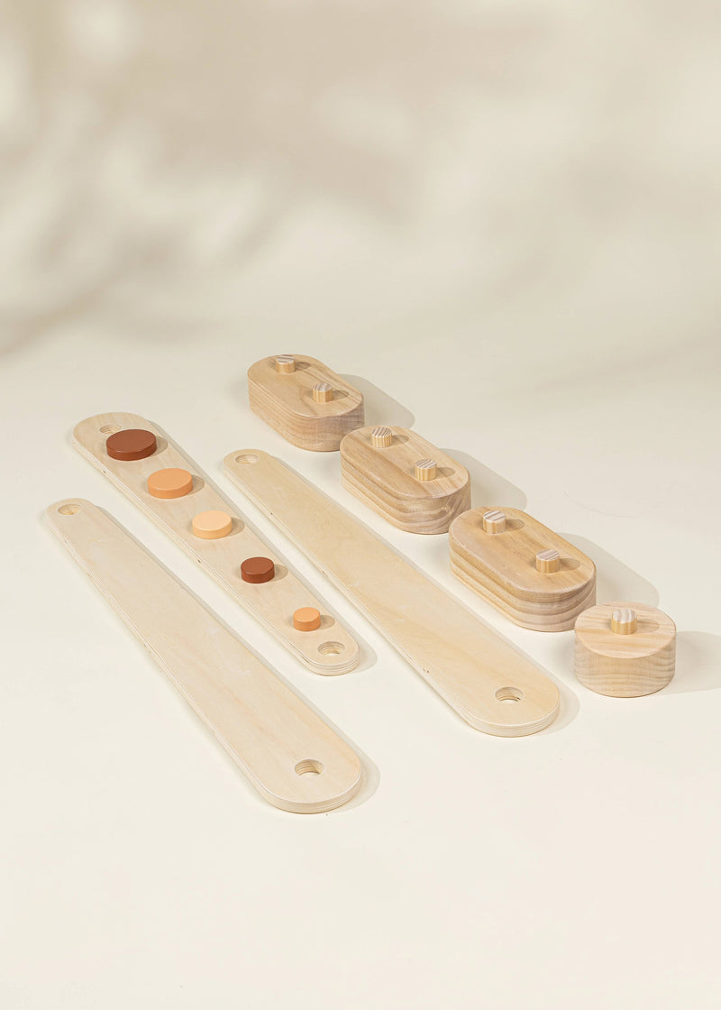 Encourage natural movement through the Coco Village Wooden Balance Beams Set in Natural, a great choice for montessori toy.