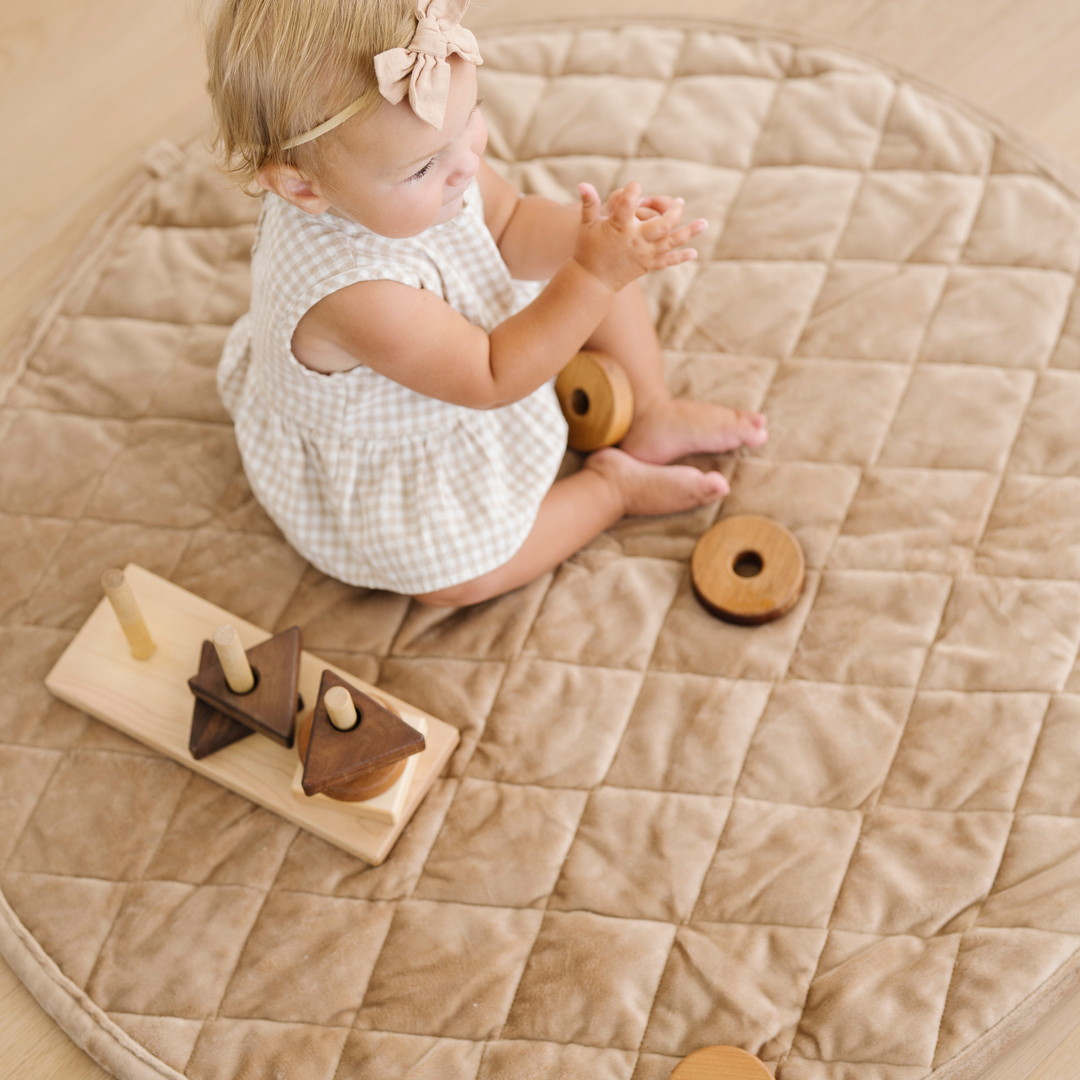 Made for cozy floor moments, Saranoni Minky Play Mat in Hazelnut delivers comfort as a Kids play mat.