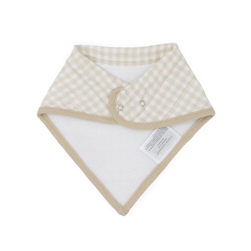 Little Unicorn Taupe Cross bibs, adorable baby girl bibs for feeding