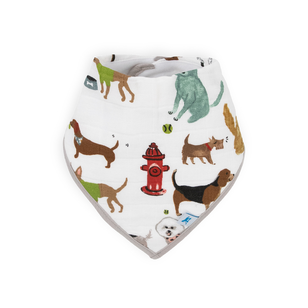 Keep your baby clean with Little Unicorn Woof Bandana Bibs, absorbent bib baby for everyday use
