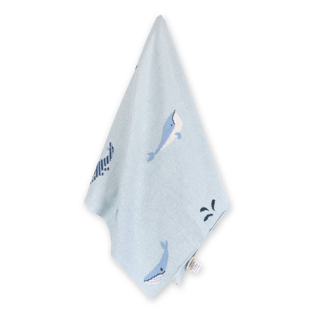 Organic Cotton Whales Baby Blanket by Viverano Organics, one of the best baby blankets for everyday use.