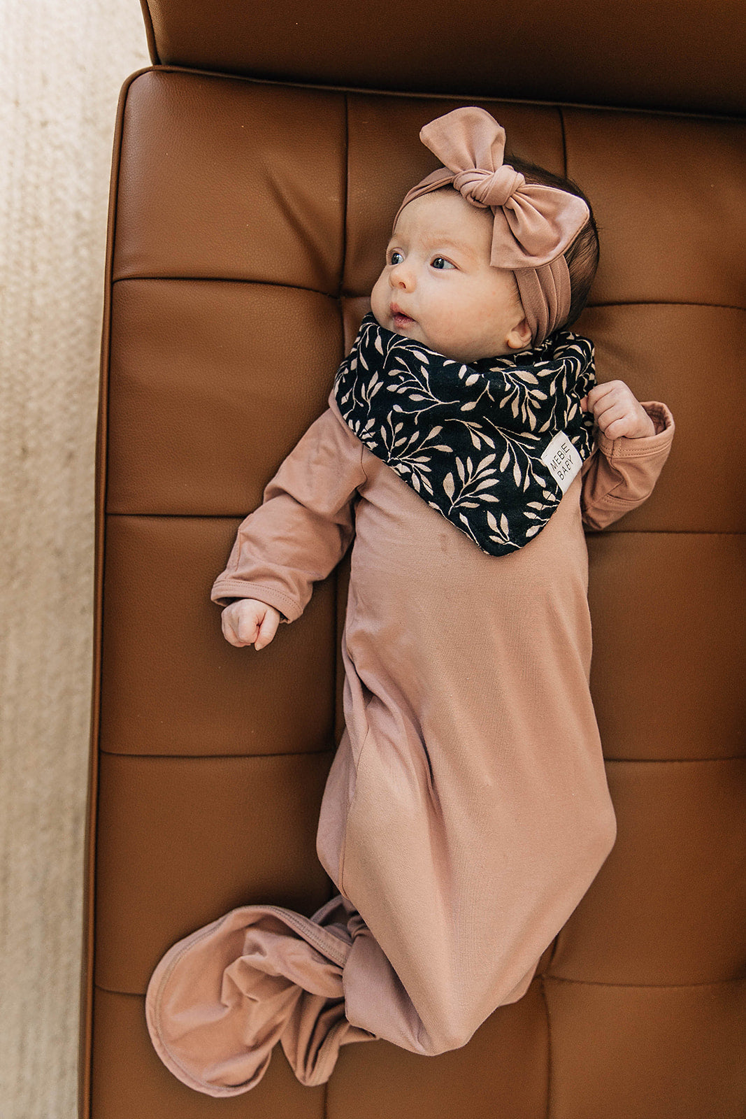 organic bamboo knotted gown, mebie baby clothes