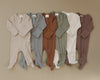 Mebie Baby cotton ribbed zip-ups in many gender neutral colors.