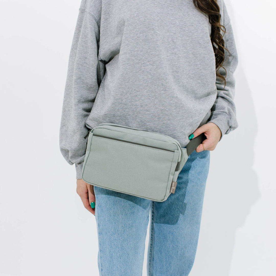 Travel-ready Little Unicorn Red Rovr Joey Belt Bag - Sage, practical large belt bag for essentials