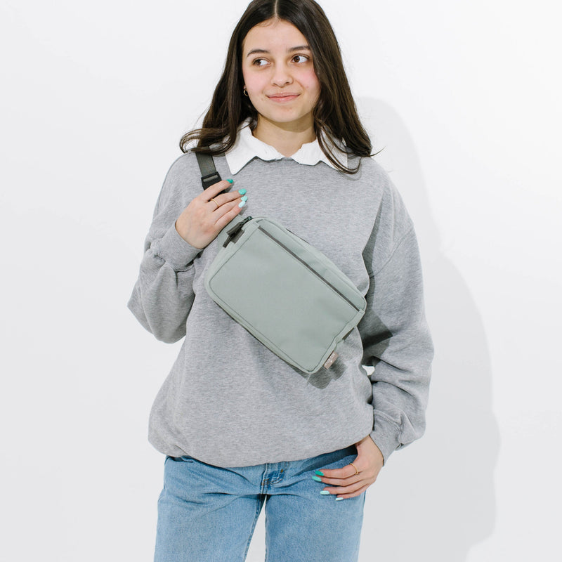 Little Unicorn Red Rovr Joey Belt Bag - Sage, hands-free crossbody belt bag ideal for busy days