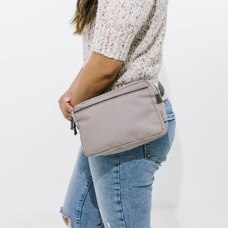 Little Unicorn Red Rovr Joey Belt Bag - Truffle, modern fanny pack crossbody for commuting and casual style
