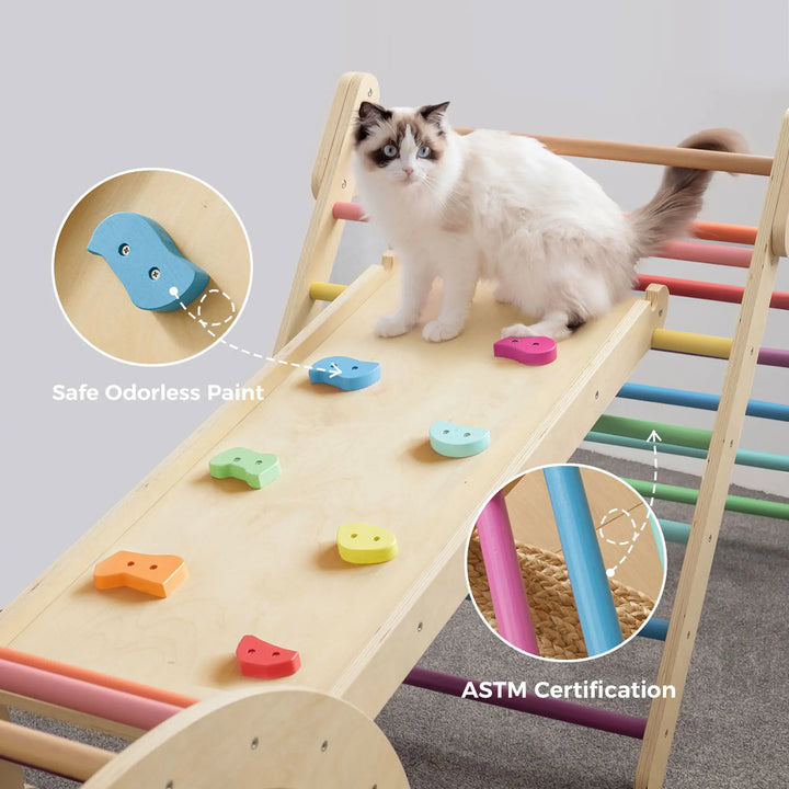 Kids will love the Tiny Land Rainbow Climbing Set, a toy that promotes both creativity and physical skills.