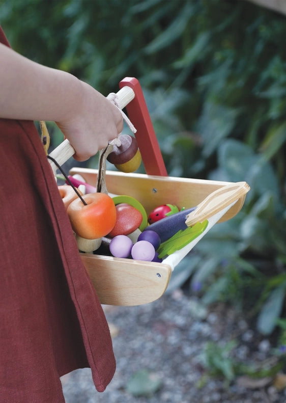 Scenic setup with the Tenderleaf Wild Wood Foraging Trug, highlighting this sweet woodland wooden toy for open-ended play.