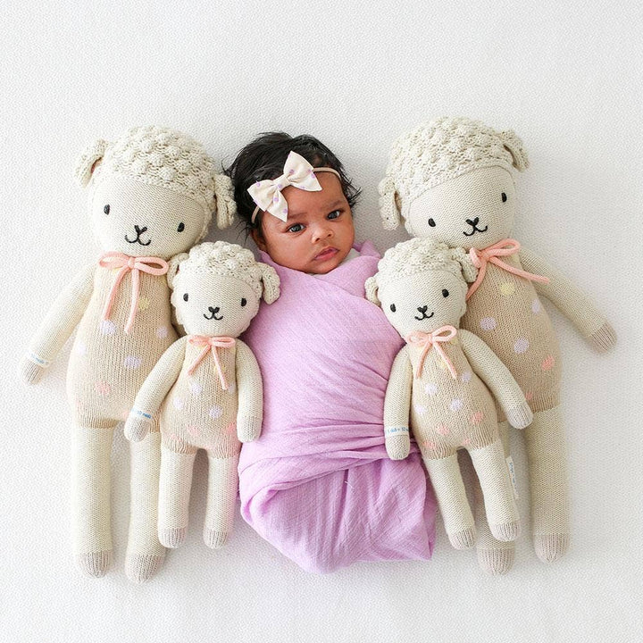 cuddle and kind handmade lamb doll safe for infants and newborns 