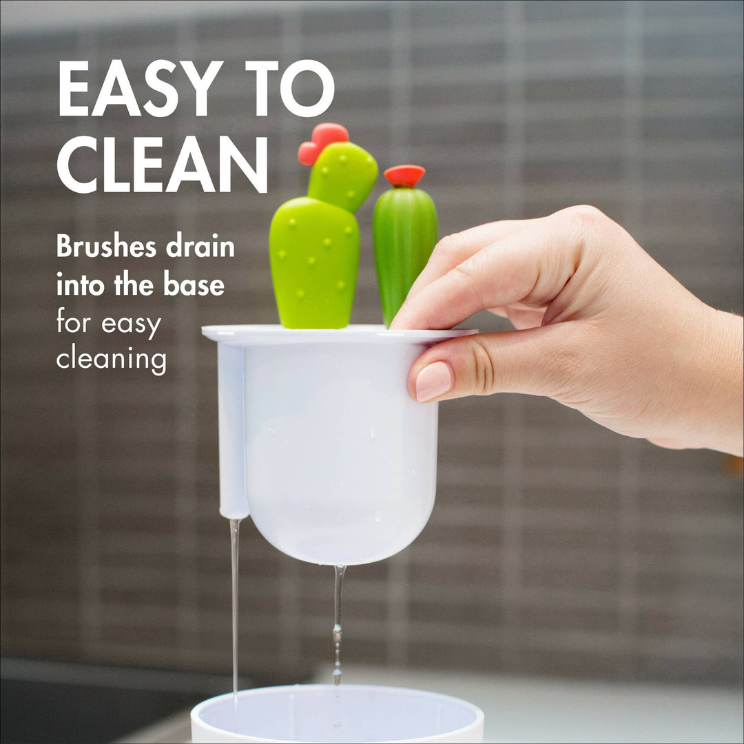 Cacti baby bottle brush set from Boon in Green, top-rack dishwasher safe brushes