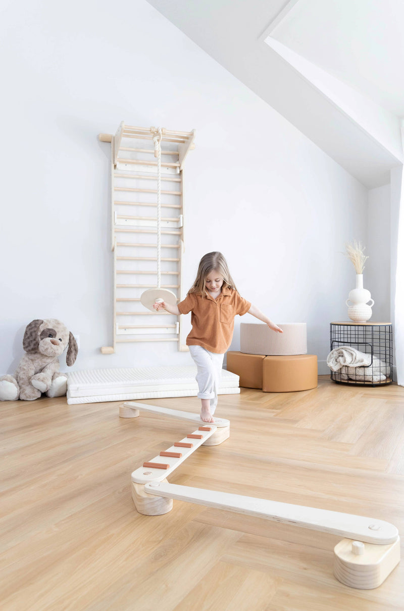 Support gross motor growth via the Coco Village Wooden Balance Beams Set in Natural, a great choice for baby toys.
