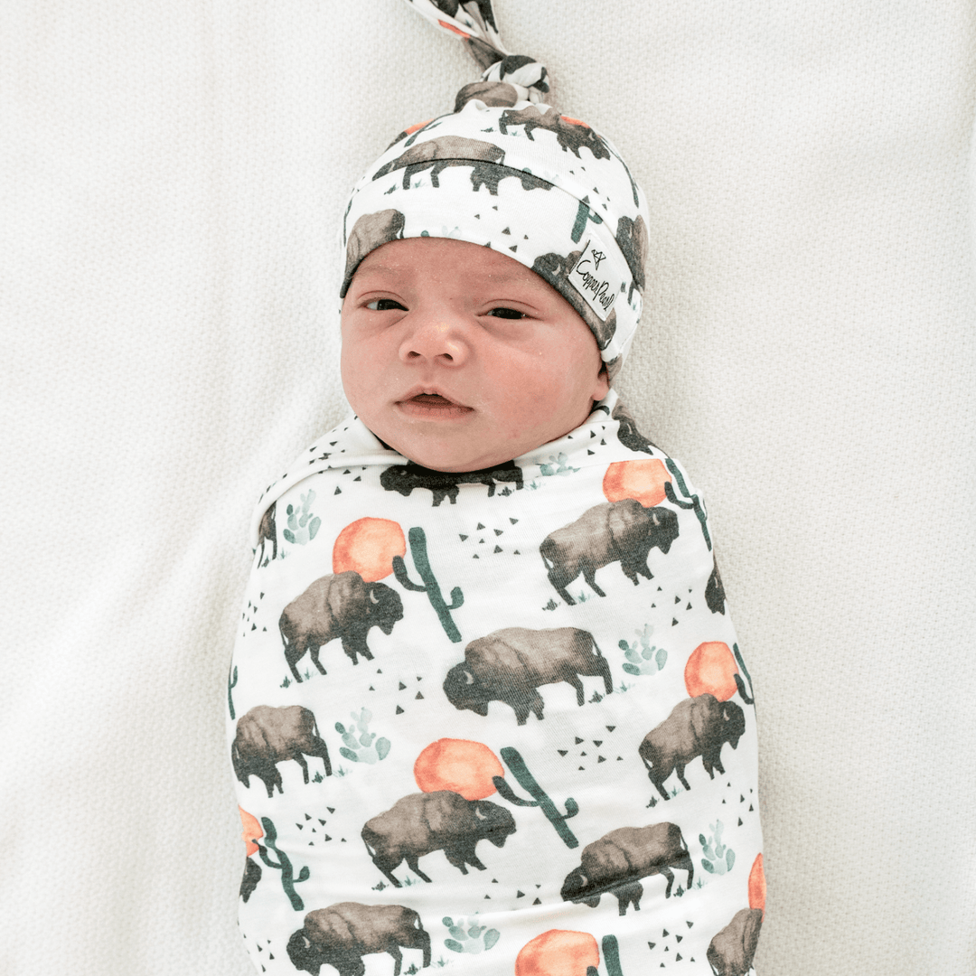 Copper Pearl Bison Knit Swaddle Blanket — soft newborn receiving blanket for baby