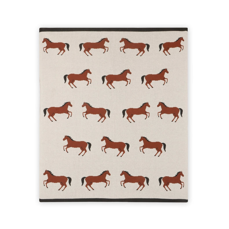 This Horse Viverano Organics baby blanket offers timeless style and comfort with an organic cotton build.