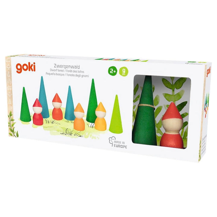 A colorful woodland world unfolds with the Goki Dwarf Forest, crafted as charming wood toys.
