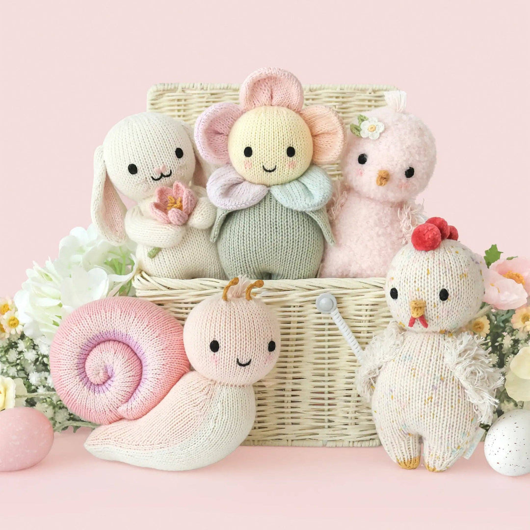 Cuddle + Kind Baby Chicken toy — sustainably made hand-knit chick plush for newborns and babies