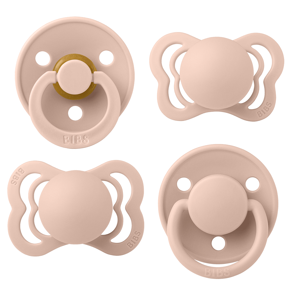 Close-up of BIBS Try It Collection Blush, best pacifiers for newborns.