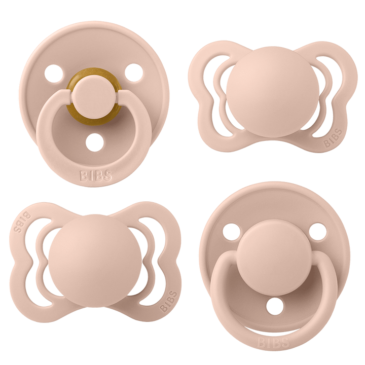 Close-up of BIBS Try It Collection Blush, best pacifiers for newborns.
