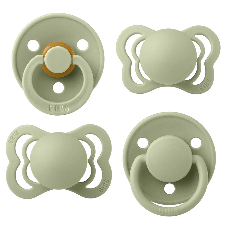 Lifestyle shot of BIBS Try It Collection Sage, top choice for newborn pacifiers.
