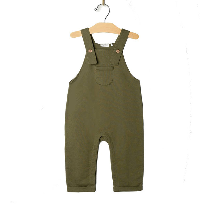 City Mouse Fleece Overall | Fall Green full garment flat lay showing complete clothing design and color detail