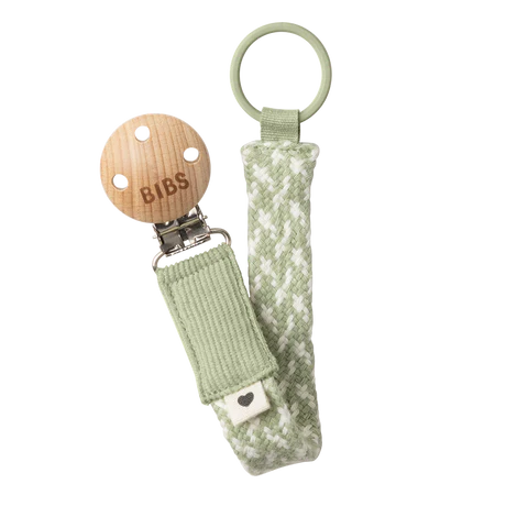 BIBS baby pacifier clip in Sage/Ivory