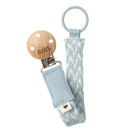 BIBS pacifer clip in Baby Blue/Ivory