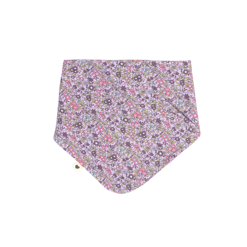 Whimsical BIBS Liberty Bandana Bib Camomile Lawn Violet Sky, best baby bibs with floral print.