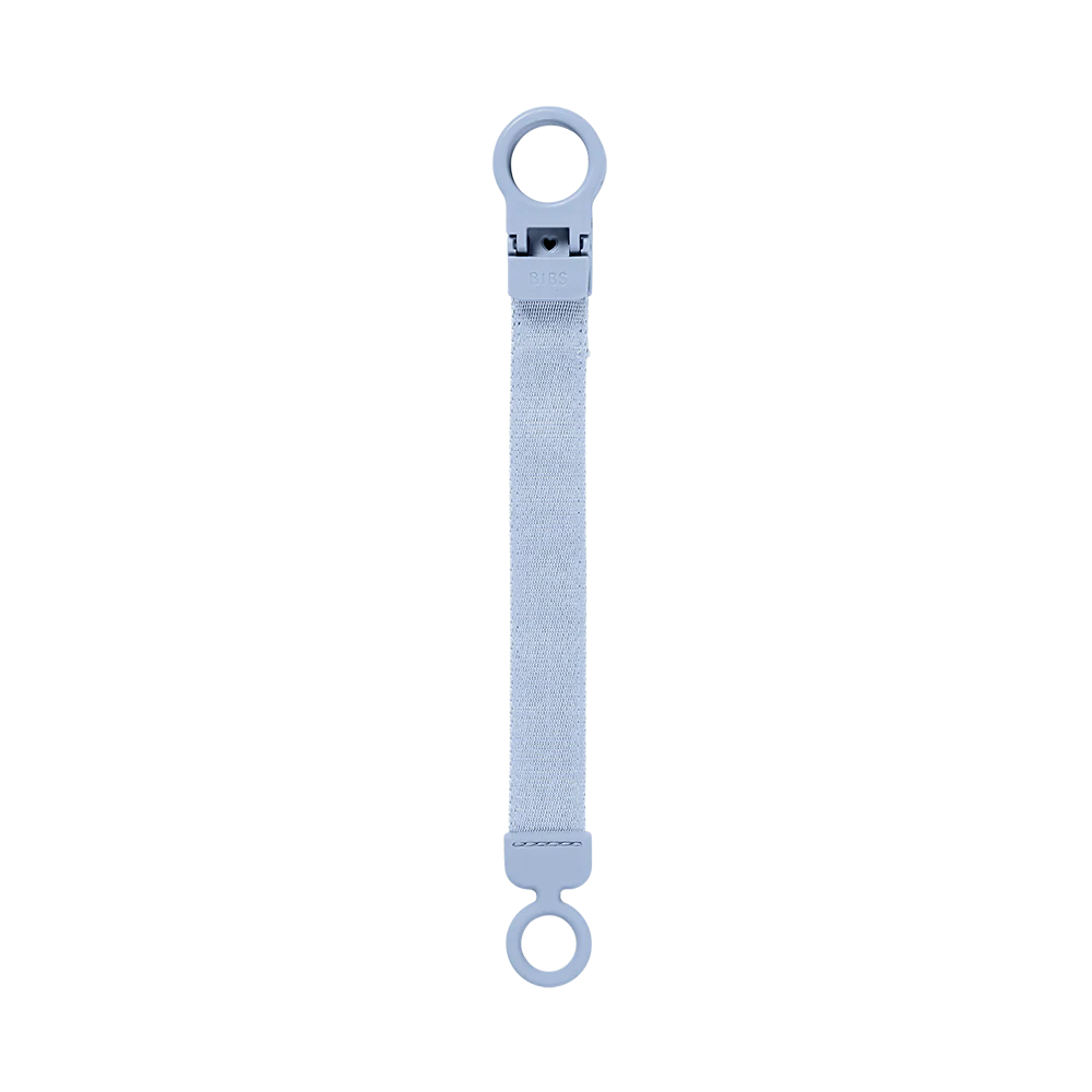 Dusty Blue BIBS Pacifier Clip, handy way to keep pacifier clean and safe.