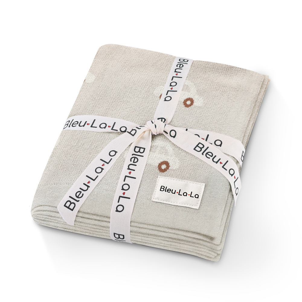 cream cars blue la la baby blanket 