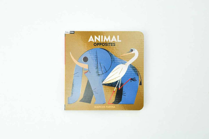 Back cover of Babylink Animal Opposites board book by Marcos Farina for babies