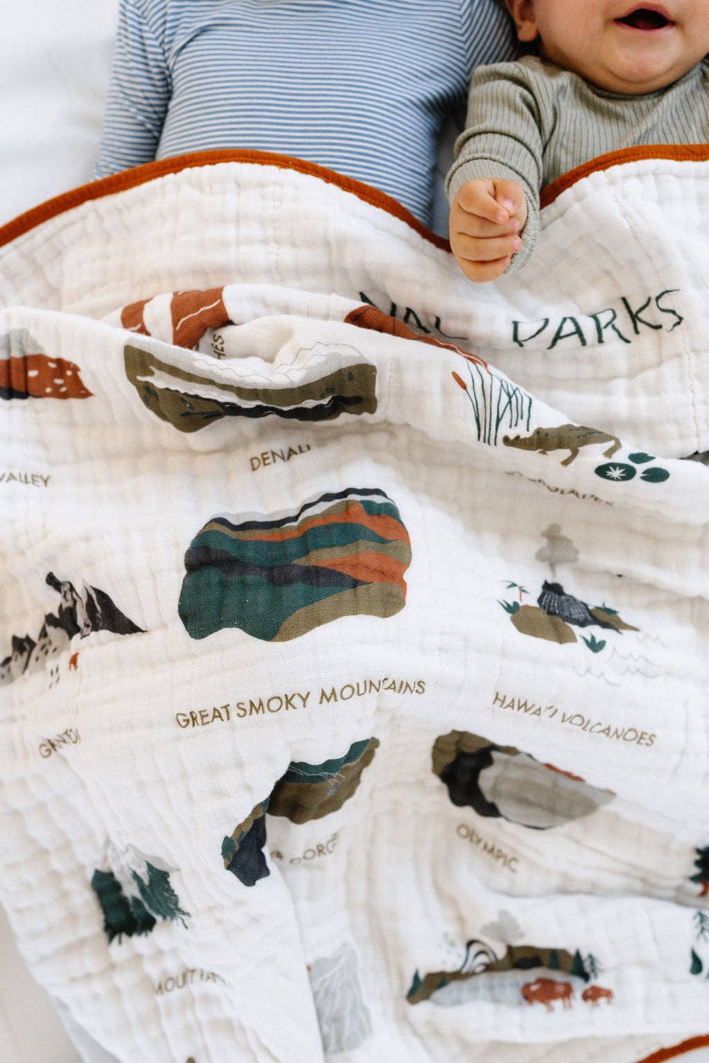 Soft infant muslin blankets from Clementine Kids National Parks II Quilt, ideal for little onesÕ comfort.