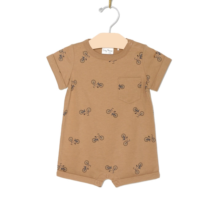 Short Sleeve Romper with Bike Design by newborn baby clothes brand City Mouse