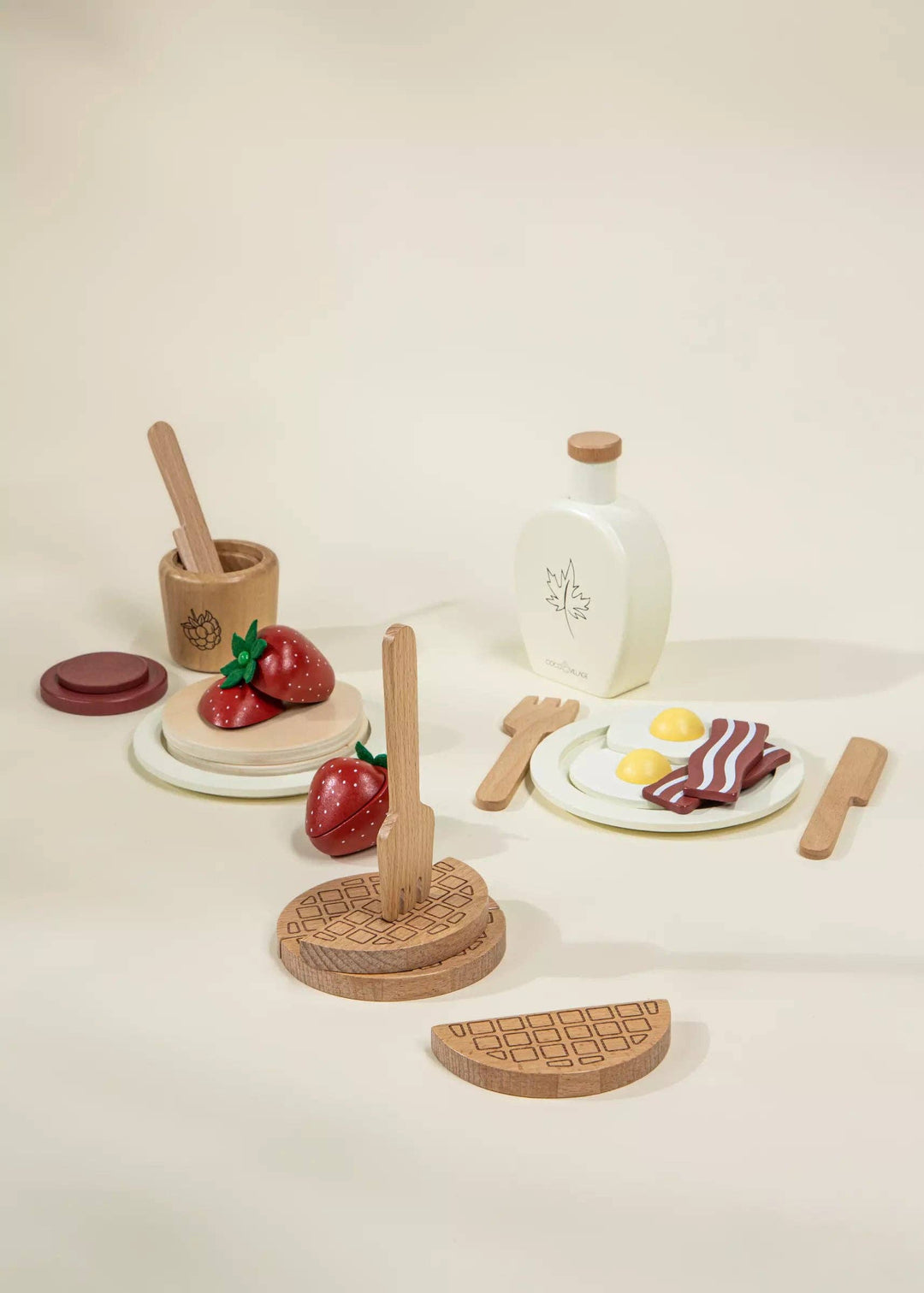 Breakfast fun starts with the Coco Village Wooden Brunch Playset in Multicolor, a charming set for toddler toys.