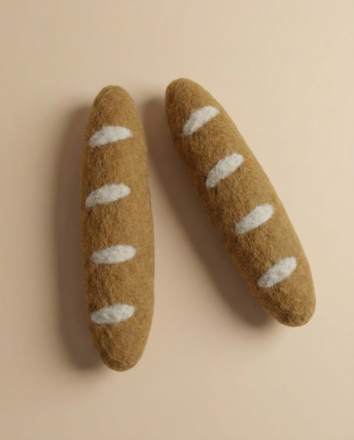 Kaddu Felt French Baguette Play Food, handmade wool bakery toy