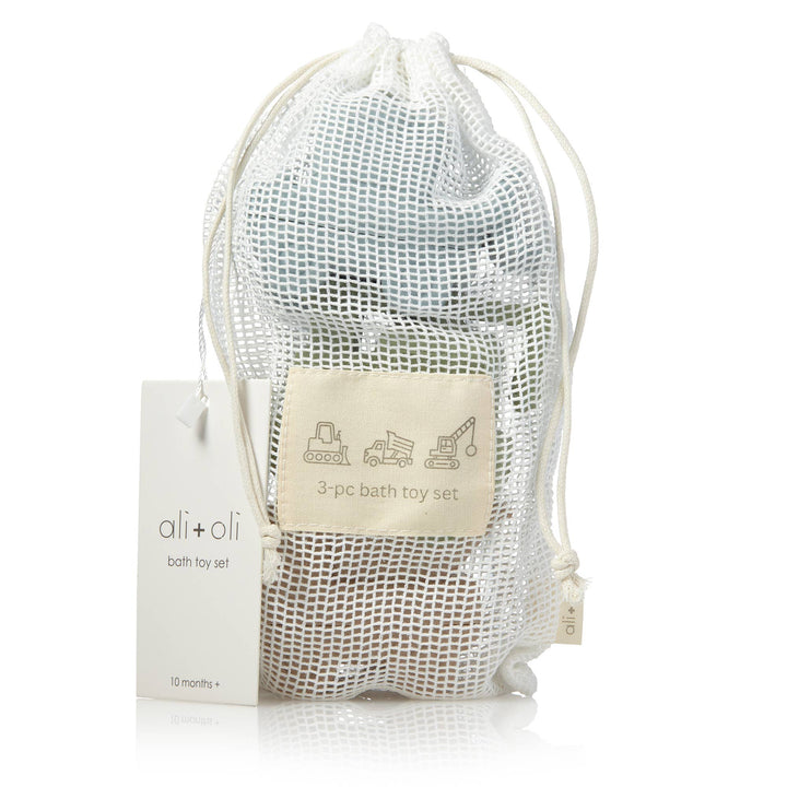 Ali+Oli silicone bath toy gift set packaged in mesh bag toddler bath toys unicorn rainbow cupcake baby shower gift idea