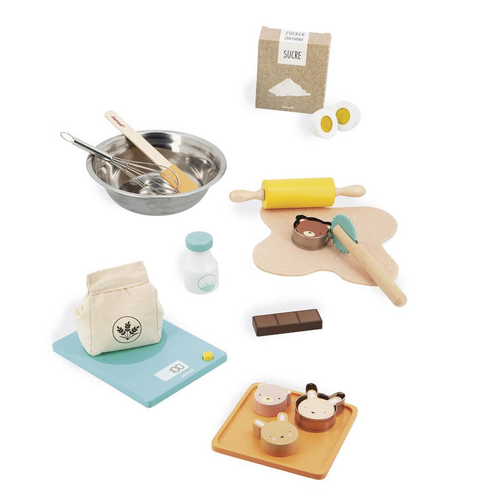Janod My Pastry Workshop pretend baking toy set with wooden tray