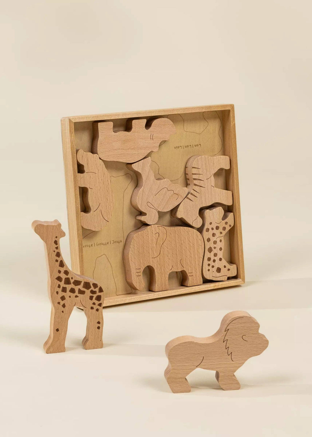 Balance and imagination meet in the Coco Village Wooden Balance Puzzle Savannah in Multicolor, a charming wooden toy.