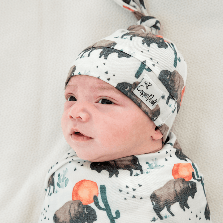 Copper Pearl Bison swaddle blanket detail — lightweight breathable baby wrap