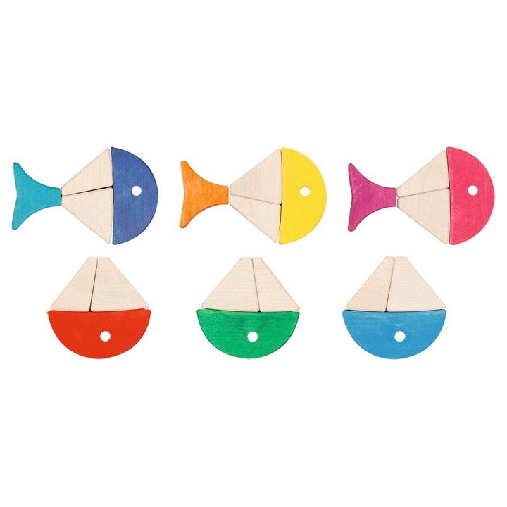 Goki Colour and Shape Sorting Game - 6 colourful fishes, a kid toy that makes learning fun.