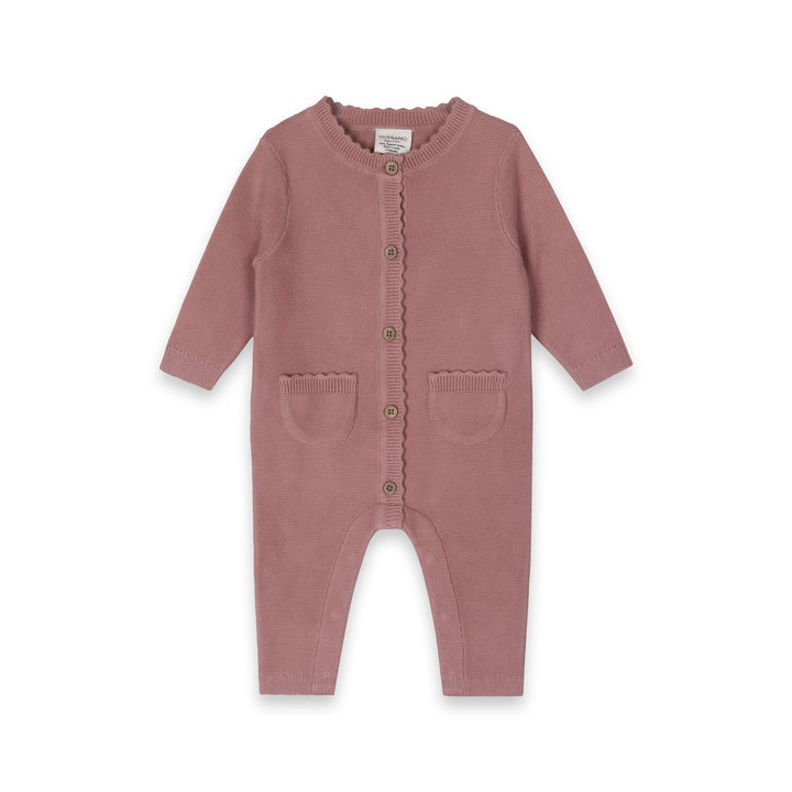 Viverano Organics Vintage Rose baby Jumpsuit with buttons and pockets