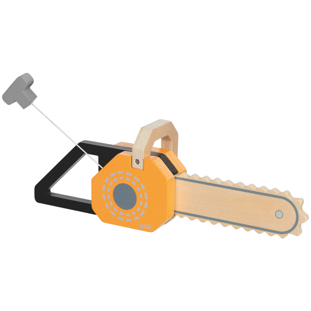 Encourage imaginative play with the Goki Chainsaw with Sound, a kid toy full of sound and fun.